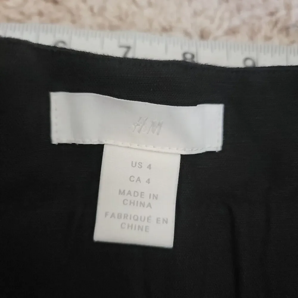 Hm Paperbag Pants‎ Size 4 Black Linen Viscose Blend Tapered